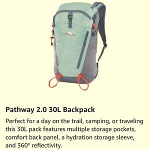🆕High Sierra Pathway 2.0 Backpack Hydration Storage Sleeve, 30L, Arctic Blue